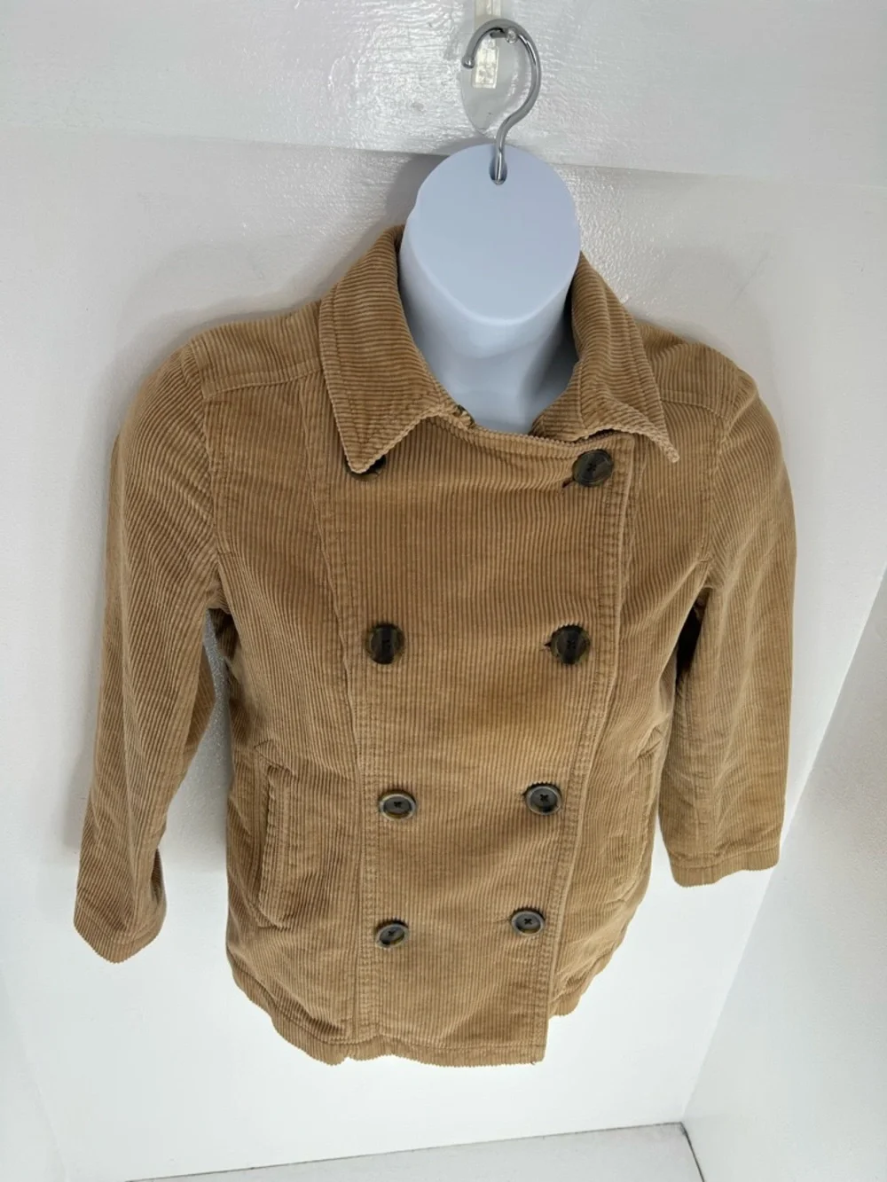 Vintage Gap Jacket Womens Medium Brown Corduroy Peacoat Trench Lined 90s‎ Y2K